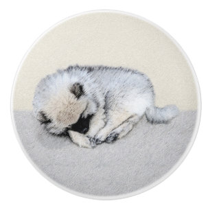 Keeshond Sleeping Puppy Painting Keramische Knop