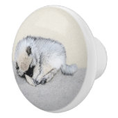 Keeshond Sleeping Puppy Painting Keramische Knop (Rechts)