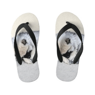 Keeshond Sleeping Puppy Painting Kinder Teenslippers
