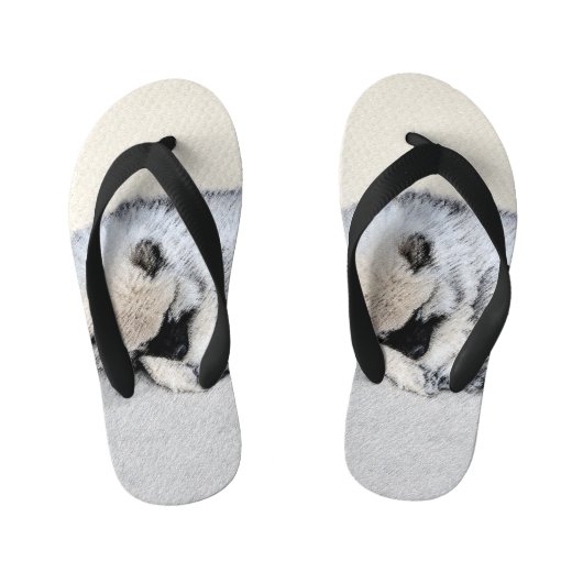 Keeshond Sleeping Puppy Painting Kinder Teenslippers (Voetbed)