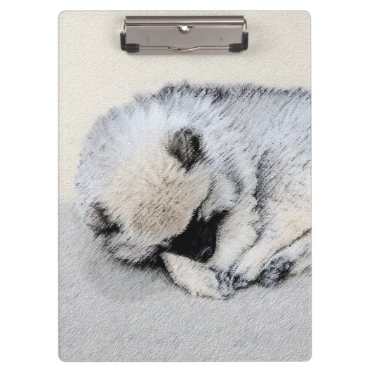 Keeshond Sleeping Puppy Painting Klembord (Voorkant)