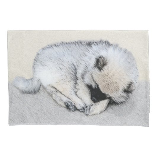 Keeshond Sleeping Puppy Painting Kussensloop (Voorkant)