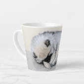 Keeshond Sleeping Puppy Painting Latte Mok (Linkerhoek)