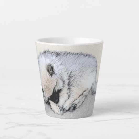Keeshond Sleeping Puppy Painting Latte Mok (Voorkant)