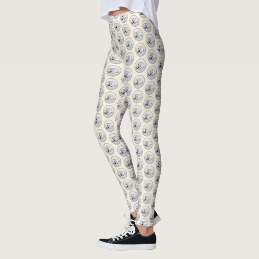 Keeshond Sleeping Puppy Painting Leggings (Links)
