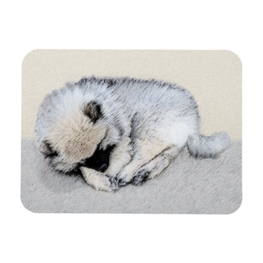 Keeshond Sleeping Puppy Painting Magneet (Horizontaal)