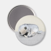 Keeshond Sleeping Puppy Painting Magneet (Voorkant / Achterkant)