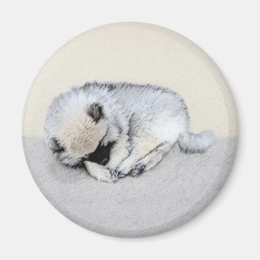 Keeshond Sleeping Puppy Painting Magneet (Voorkant)