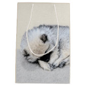 Keeshond Sleeping Puppy Painting Medium Cadeauzakje (Achterkant)