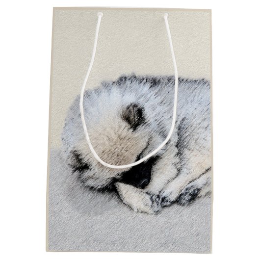 Keeshond Sleeping Puppy Painting Medium Cadeauzakje (Achterkant)