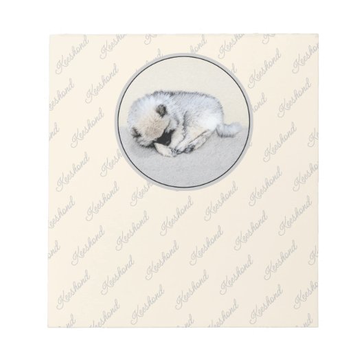 Keeshond Sleeping Puppy Painting Notitieblok (Voorkant)
