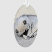 Keeshond Sleeping Puppy Painting Ornament (voorkant)