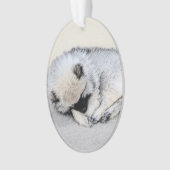 Keeshond Sleeping Puppy Painting Ornament (voorkant)