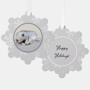 Keeshond Sleeping Puppy Painting Ornament Kaart