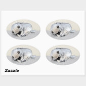 Keeshond Sleeping Puppy Painting Ovale Sticker (Vel)