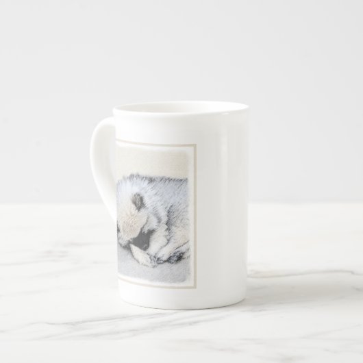 Keeshond Sleeping Puppy Painting Porselein Kop (Links)