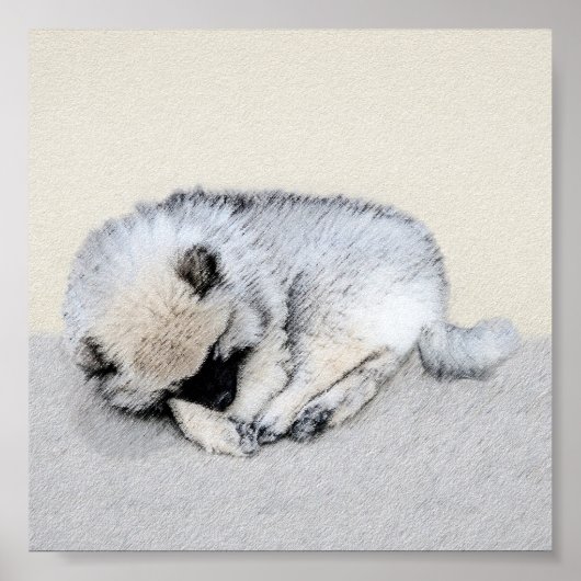 Keeshond Sleeping Puppy Painting Poster (Voorkant)