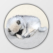 Keeshond Sleeping Puppy Painting Raamsticker (Vel)