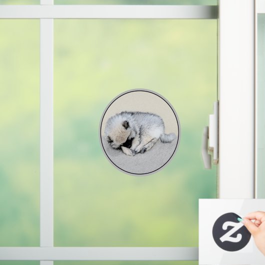 Keeshond Sleeping Puppy Painting Raamsticker (Huis)