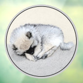 Keeshond Sleeping Puppy Painting Raamsticker (Vel 3)