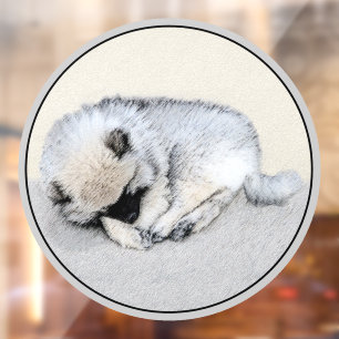 Keeshond Sleeping Puppy Painting Raamsticker
