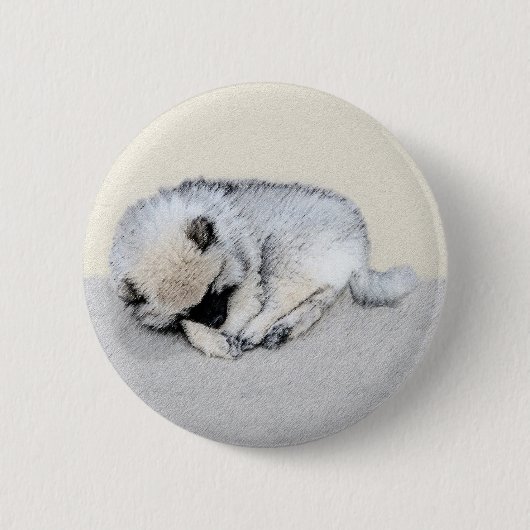 Keeshond Sleeping Puppy Painting Ronde Button 5,7 Cm (Voorkant)