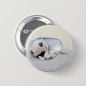 Keeshond Sleeping Puppy Painting Ronde Button 5,7 Cm (Voorkant /achterkant)