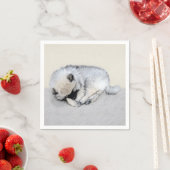 Keeshond Sleeping Puppy Painting Servet (Insitu)