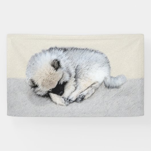 Keeshond Sleeping Puppy Painting Spandoek (Horizontaal)