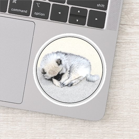 Keeshond Sleeping Puppy Painting Sticker (Detail)