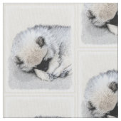 Keeshond Sleeping Puppy Painting Stof (Close Up)