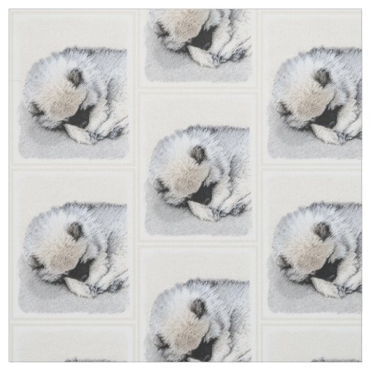 Keeshond Sleeping Puppy Painting Stof (Swatch)
