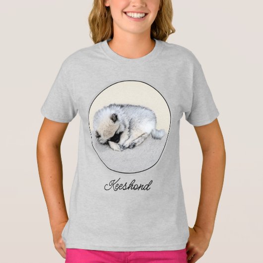 Keeshond Sleeping Puppy Painting T-shirt (Voorkant)