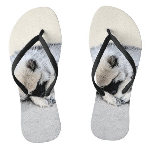 Keeshond Sleeping Puppy Painting Teenslippers