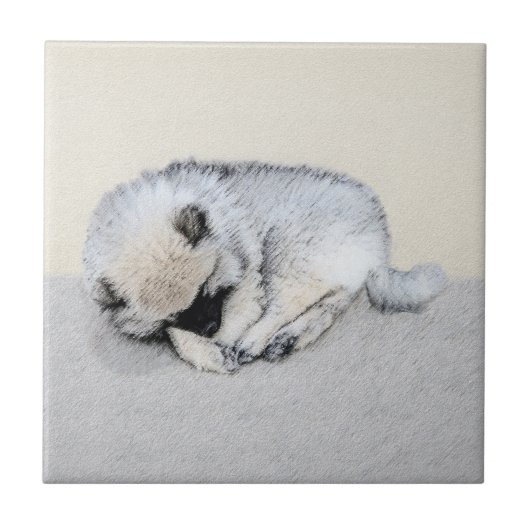 Keeshond Sleeping Puppy Painting Tegeltje (Voorkant)