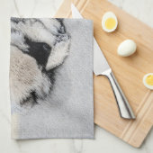 Keeshond Sleeping Puppy Painting Theedoek (Quarter Fold)