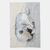 Keeshond Sleeping Puppy Painting Theedoek (Verticaal)