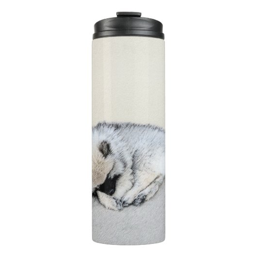 Keeshond Sleeping Puppy Painting Thermosbeker (Voorkant)