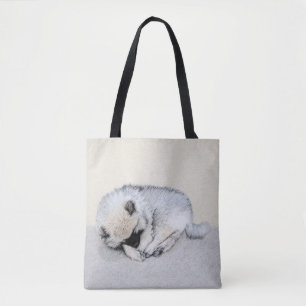 Keeshond Sleeping Puppy Painting Tote Bag