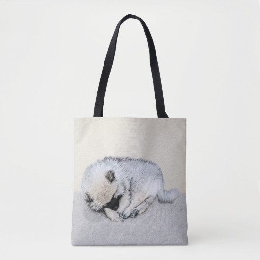 Keeshond Sleeping Puppy Painting Tote Bag (Voorkant)