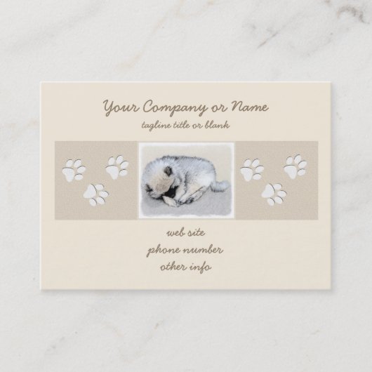 Keeshond Sleeping Puppy Painting Visitekaartje (Voorkant)