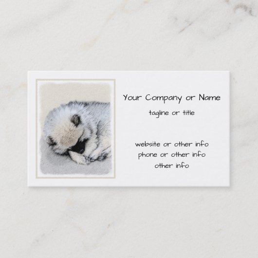 Keeshond Sleeping Puppy Painting Visitekaartje (Voorkant)