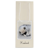 Keeshond Sleeping Puppy Painting Wijn Cadeautas (Voorkant)