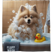 Keeshond Sloppy Sleepy Schattige Funny Douchegordijn (Voorkant)