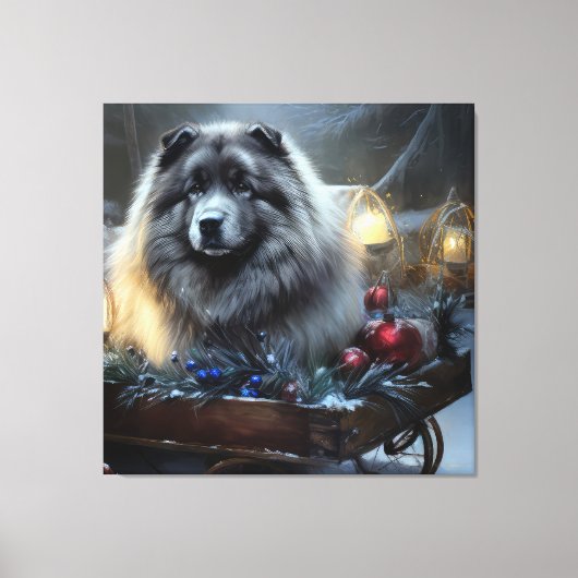 Keeshond Sneeuw Slede Kerst Decoratie (Voorkant)