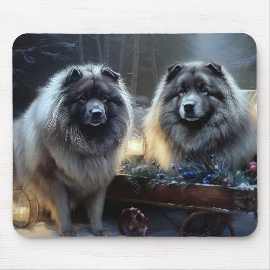 Keeshond Sneeuw Slede Kerst Decoratie Muismat (Voorkant)