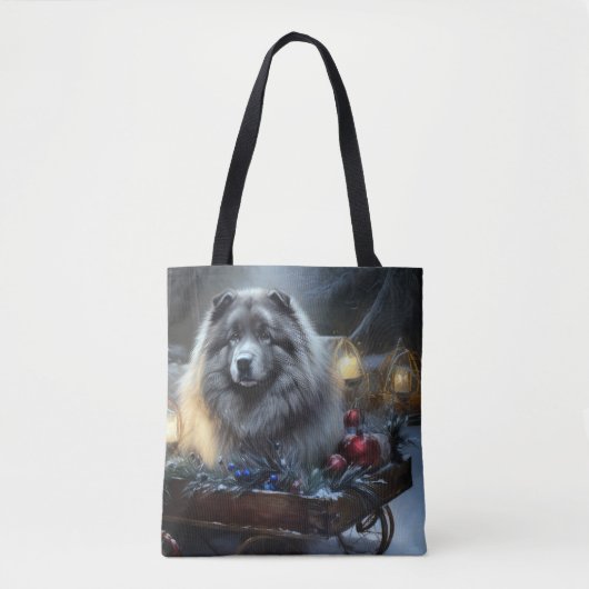 Keeshond Sneeuw Slede Kerst Decoratie Tote Bag (Voorkant)