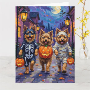 Keeshond snoep vragen in Halloween kostuums Kaart