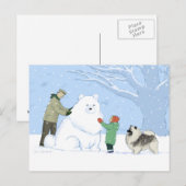 Keeshond Snow Dog | Cute Keesie WInter Scene Briefkaart (Voorkant / Achterkant)