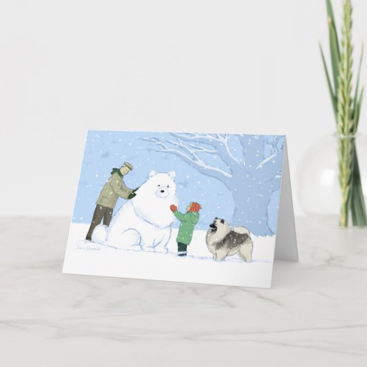 Keeshond Snow Dog Cute Winter Kerstmis Feestdagen Kaart (Voorkant)